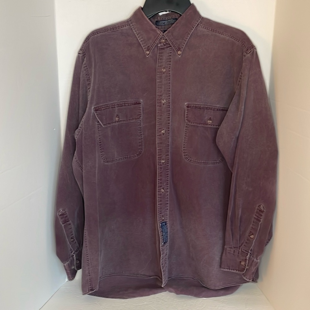 GH BASS & Co purple Compass Denim long sleeve button down men’s size L (16.5)